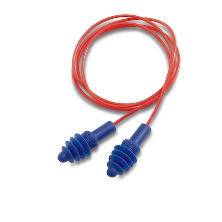 Honeywell Reusable AirSoft Polycord Earplugs, 4 Flange Shape, Blue, 100 PK DPAS-30R